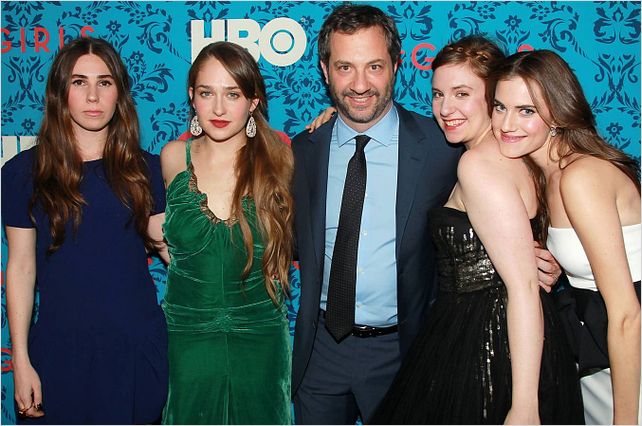 Girls : photo Allison Williams, Jemima Kirke, Judd Apatow, Lena Dunham, Zosia Mamet