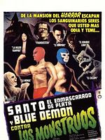 poster de Santo el enmascarado de plata y Blue Demon contra los monstruos