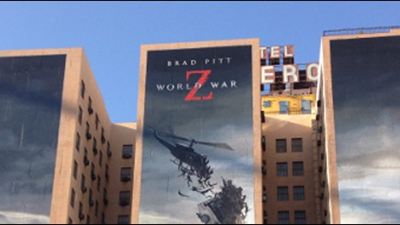 "World War Z" : l'affiche gigantesque du film sur un grand hôtel !