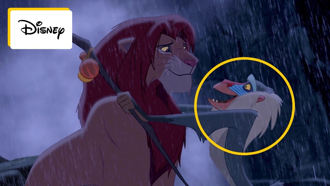 The Lion King: Press pause at 1 hour and 21 minutes and listen carefully to this line by Rafiq.  Have you noticed anything strange?
