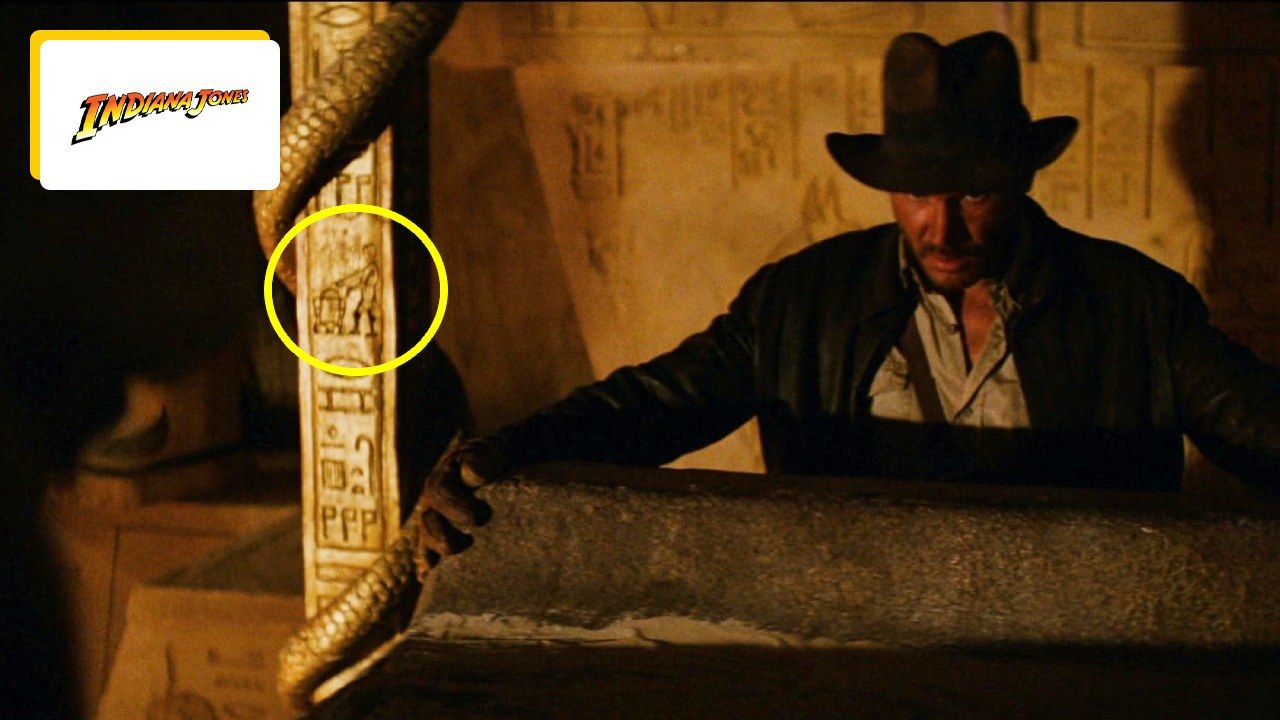 Indiana Jones: Freeze frame at 1 hour 6 minutes into Raiders of the Lost Ark and look at these hieroglyphs