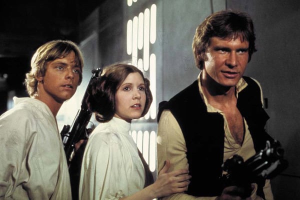 Star Wars : Episode IV - Un nouvel espoir (La Guerre des étoiles) : Photo Carrie Fisher, Mark Hamill, Harrison Ford