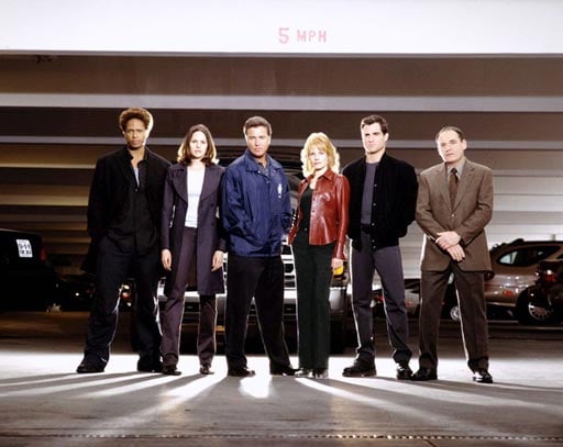 Photo Gary Dourdan, George Eads, Paul Guilfoyle (II), Marg Helgenberger, Jorja Fox, William L. Petersen