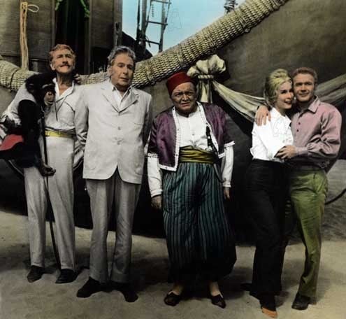 Cinq semaines en ballon : Photo Peter Lorre, Barbara Eden, Red Buttons, Irwin Allen, Cedric Hardwicke
