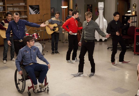 Glee : Photo Chord Overstreet, Chris Colfer, Mark Salling, Kevin McHale, Harry Shum Jr.