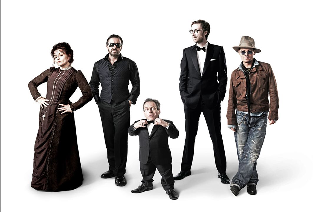 Photo Johnny Depp, Ricky Gervais, Warwick Davis, Stephen Merchant, Helena Bonham Carter