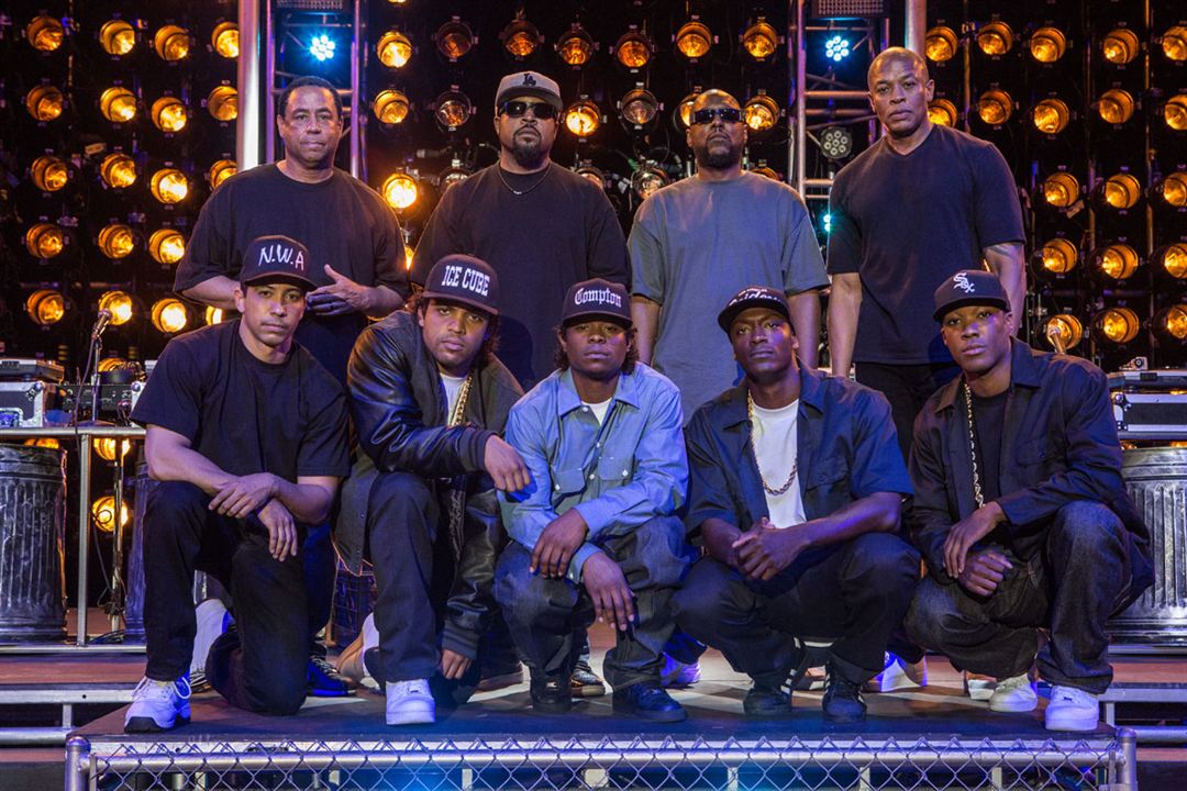 N.W.A - Straight Outta Compton : Photo Aldis Hodge, Ice Cube, Neil Brown Jr., Jason Mitchell, Corey Hawkins, Dr. Dre, O'Shea Jackson Jr.