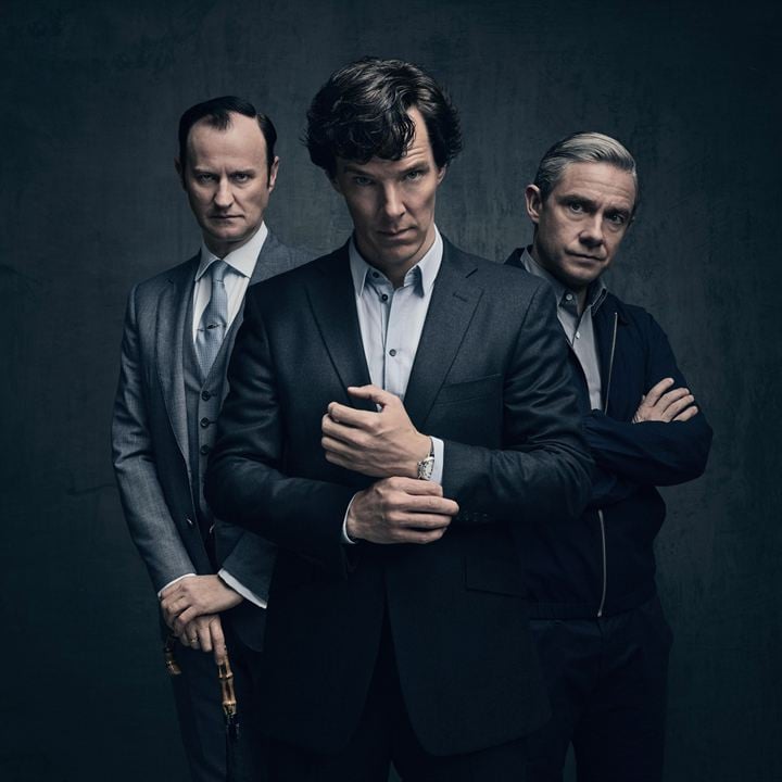 Photo Mark Gatiss, Benedict Cumberbatch, Martin Freeman