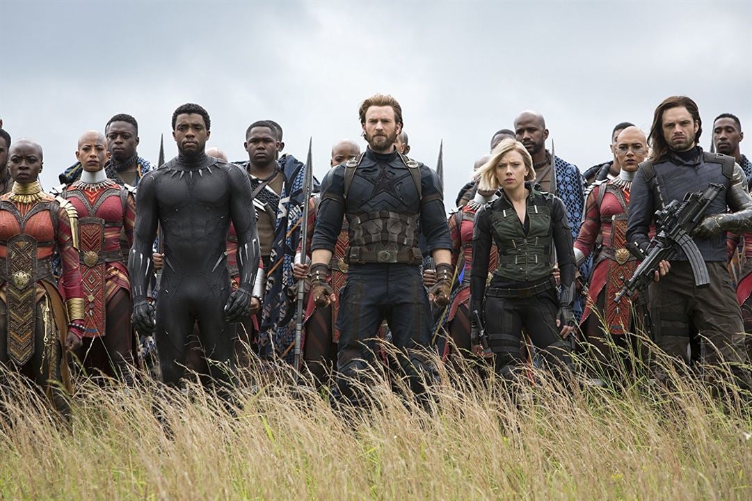 Avengers: Infinity War : Photo Chris Evans, Chadwick Boseman, Sebastian Stan, Danai Gurira, Scarlett Johansson